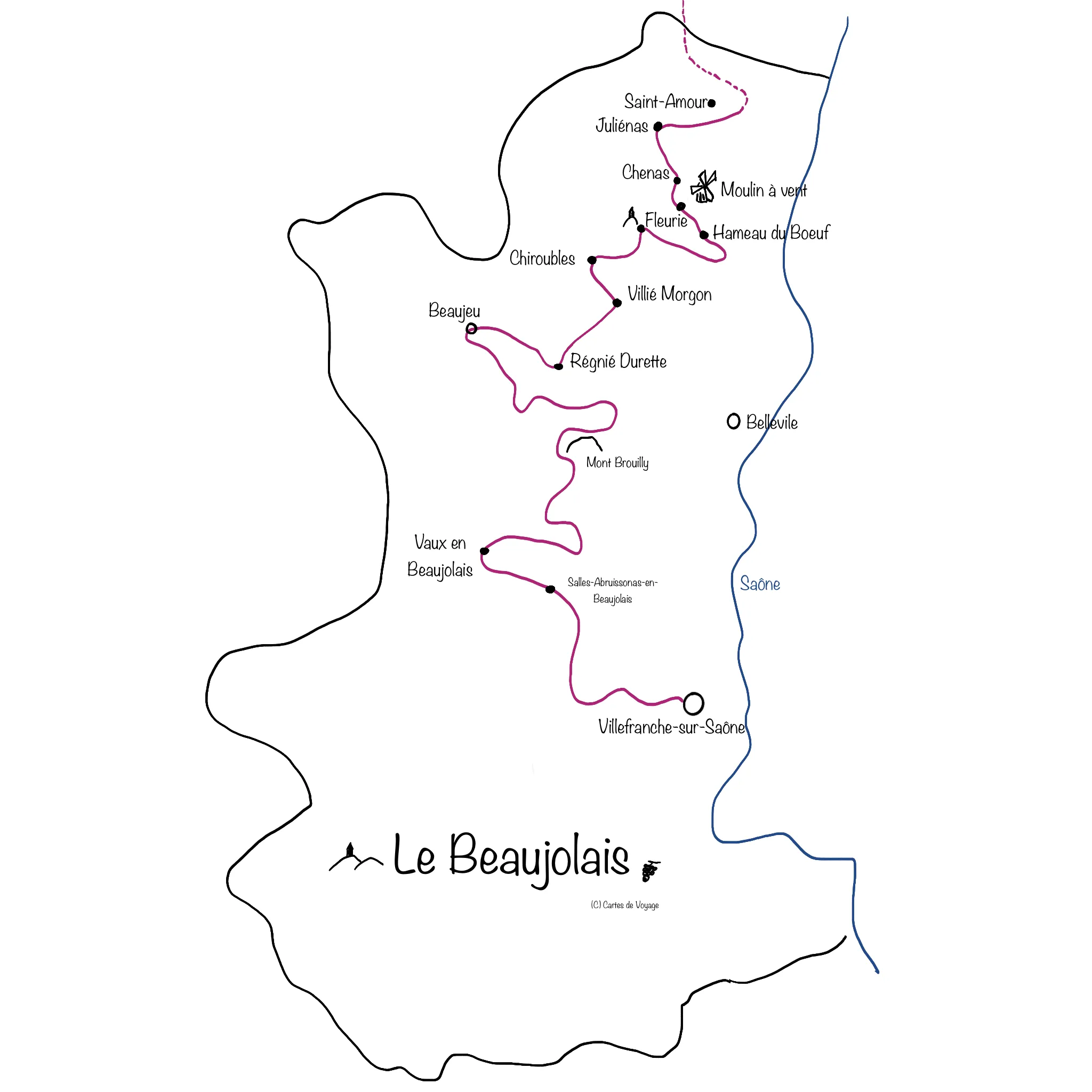 carte touristique route des vins beaujolais